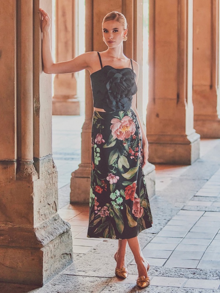 Nwt Mestiza New York Althea Crepe Floral Print Midi A-Line Skirt Sz 6